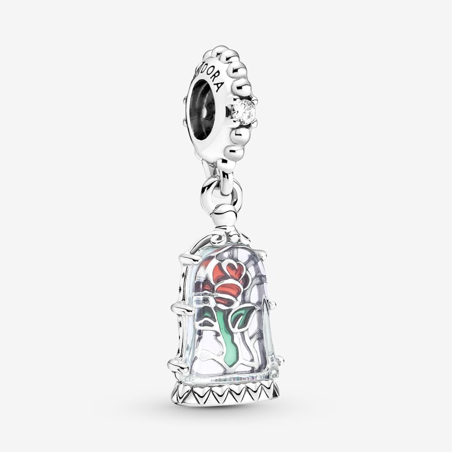Charm Colgante Rosa Encantada De Princesa La Bella Y La Bestia De Disney Pandora