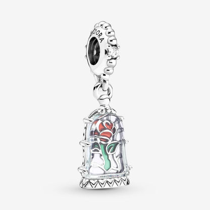 Charm Colgante Rosa Encantada De Princesa La Bella Y La Bestia De Disney Pandora