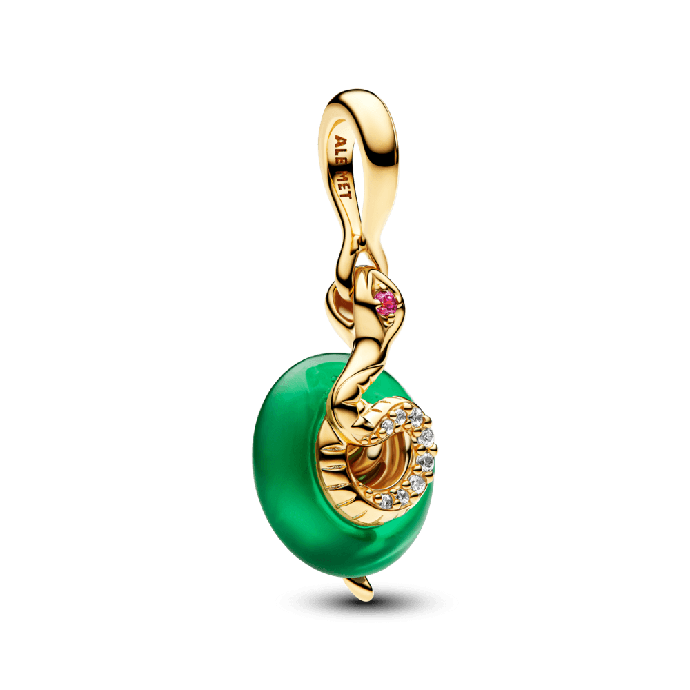 Charm Colgante Serpiente Verde De Cristal De Murano