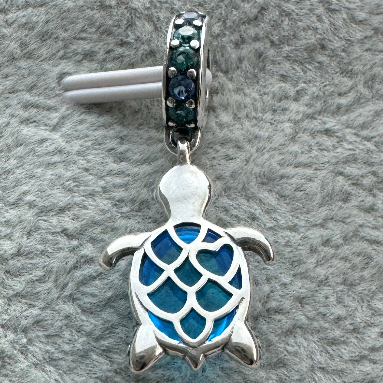 Charm Colgante Tortuga De Cristal De Murano Azul Pandora Vista Desde Atrás