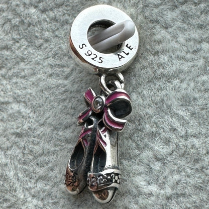 Charm Colgante Zapatillas De Ballet Bailarina Pandora Vista Lateral