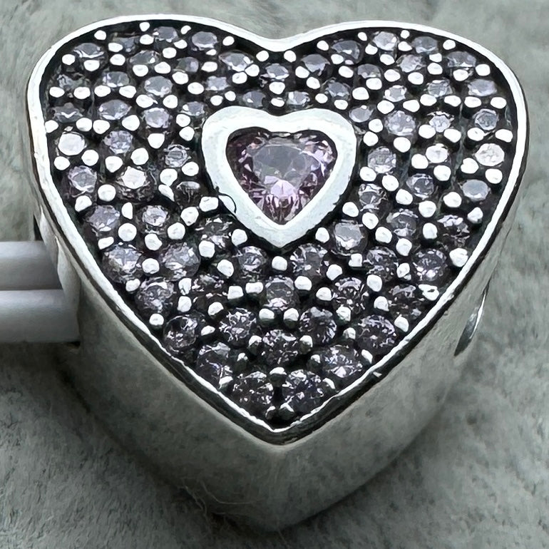 Charm Corazón Brillante Rosa Pandora Vista Desde Atrás