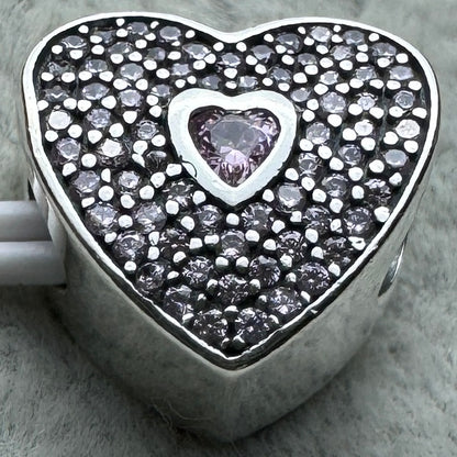 Charm Corazón Brillante Rosa Pandora Vista Desde Atrás