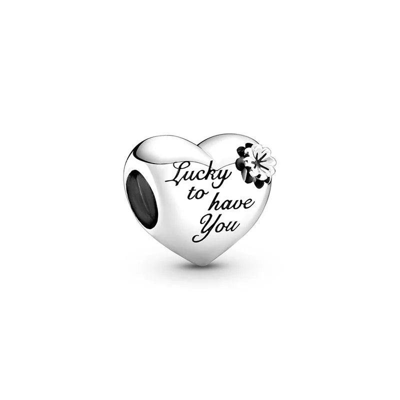 Charm Corazón Con Flor Suerte De Tenerte Lucky To Have You Pandora
