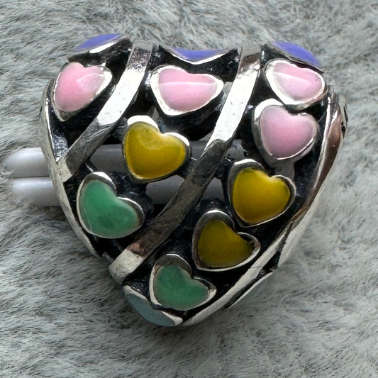 Charm Corazón De Colores Arcoíris Pandora Vista Frontal