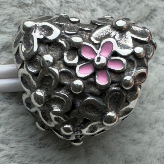 Charm Corazón Flores Mamá Te Amo Siempre Mum Love You Always Pandora Vista Frontal
