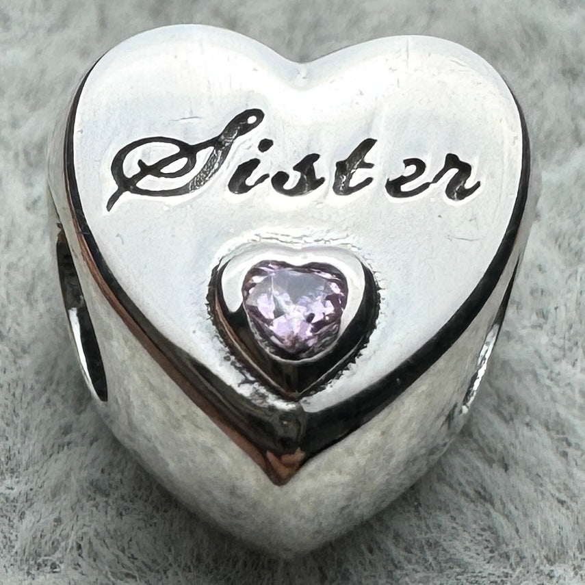 Charm Corazón Hermana Sister Pandora Vista Desde Atrás