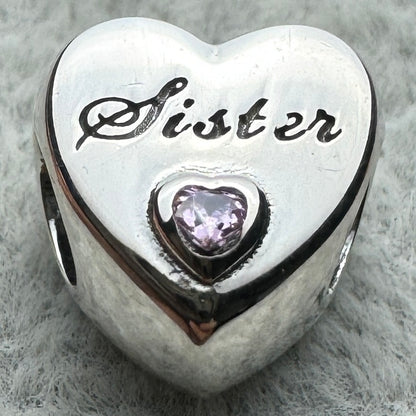 Charm Corazón Hermana Sister Pandora Vista Desde Atrás