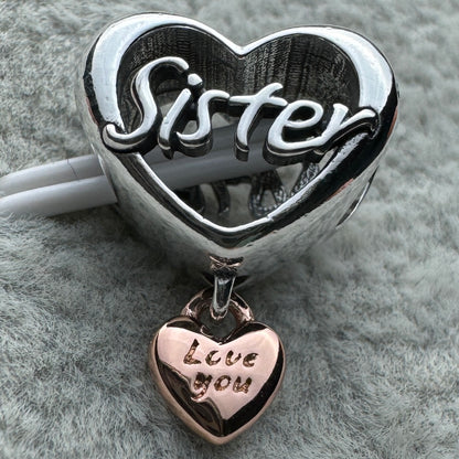 Charm Corazón Te Quiero Hermana Pandora Vista Desde Atrás