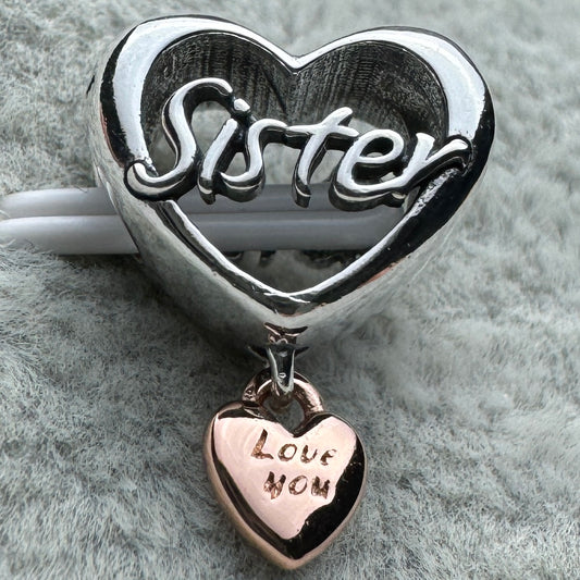 Charm Corazón Te Quiero Hermana Pandora Vista Frontal