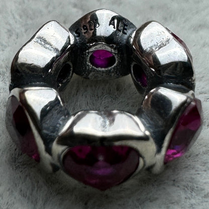 Charm Corazones Rojos Brillantes Pandora Vista Lateral