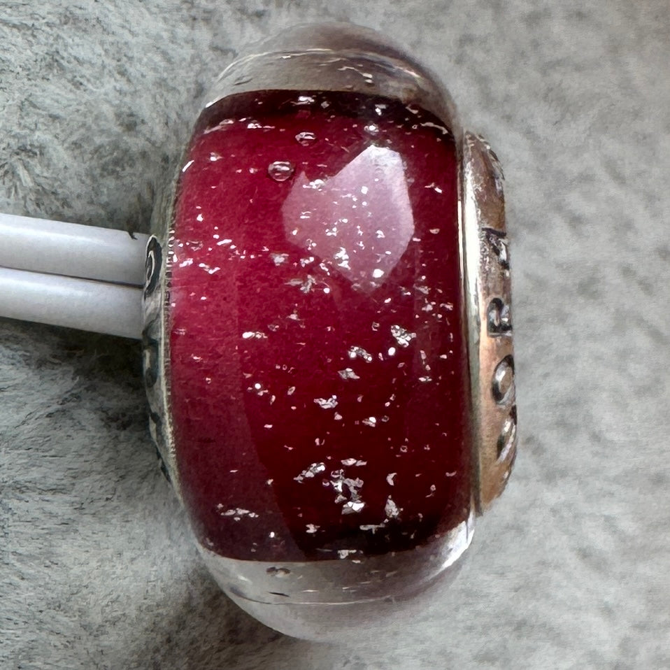 Charm Cristal De Murano Rojo Princesa Blanca Nieves Disney Pandora Vista Desde Atrás