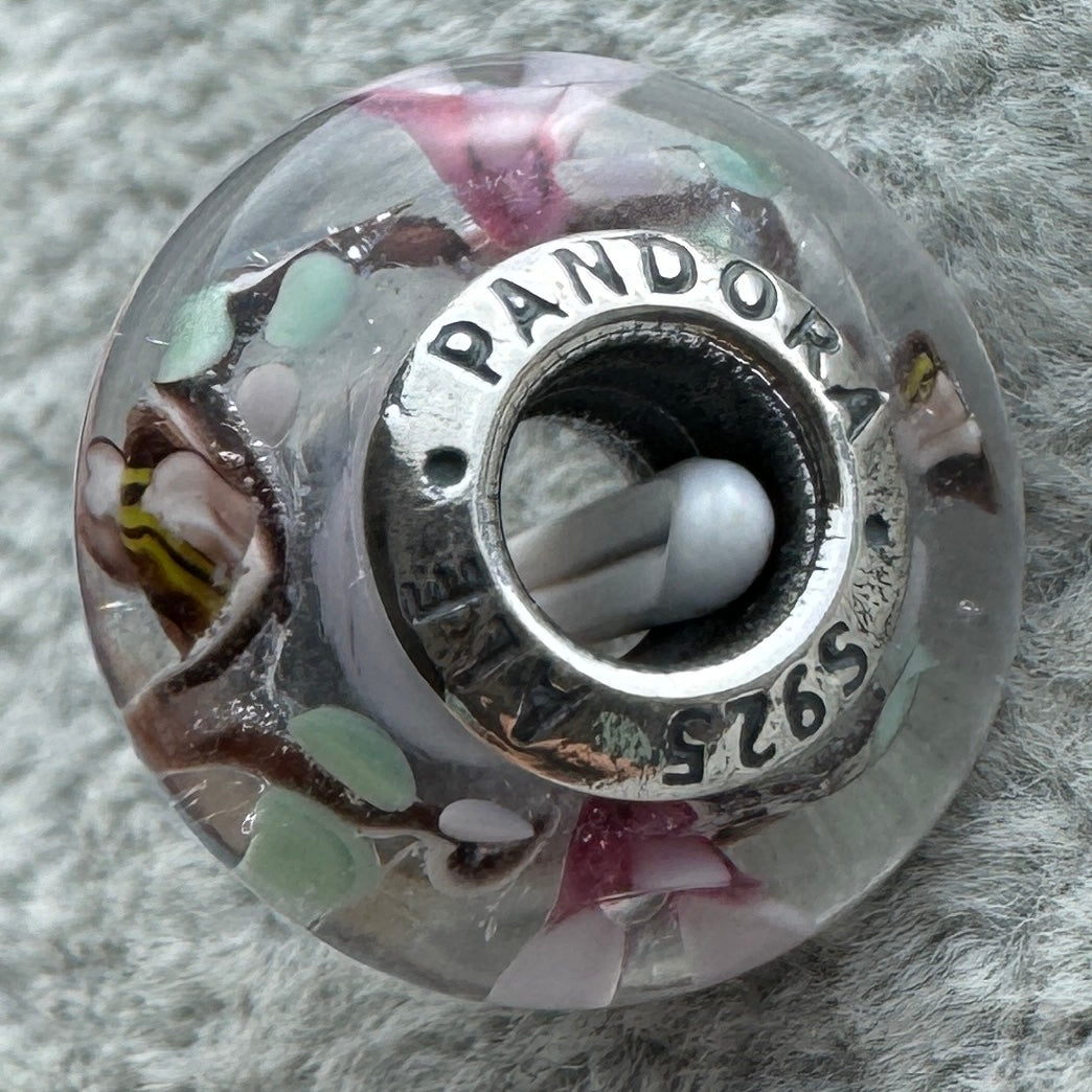 Charm De Cristal De Murano Abejas Pandora Vista Lateral