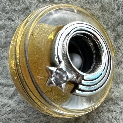 Charm De Cristal De Murano Acanalado Amarillo Estrella Fugaz Pandora Vista Del Costado