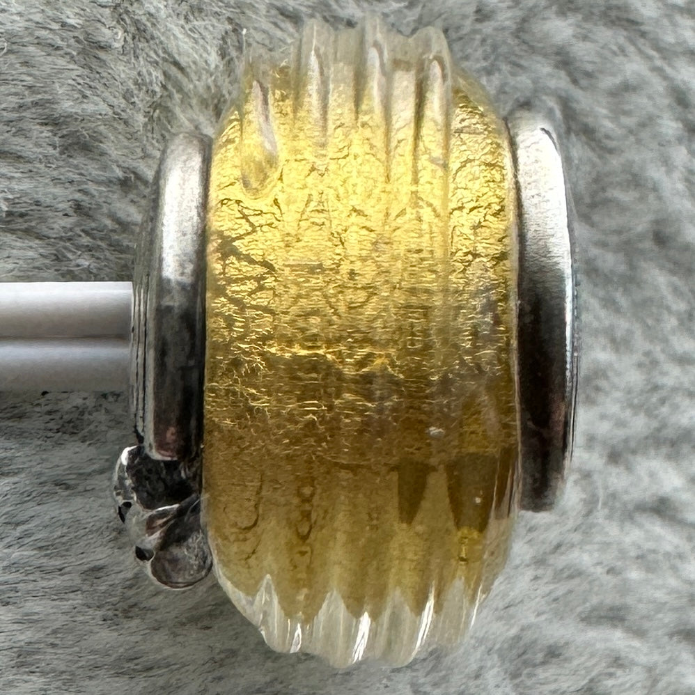 Charm De Cristal De Murano Acanalado Amarillo Estrella Fugaz Pandora Vista Frontal