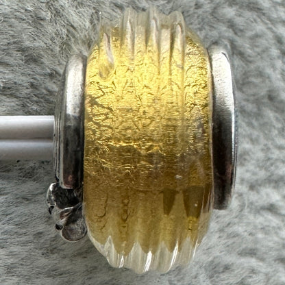 Charm De Cristal De Murano Acanalado Amarillo Estrella Fugaz Pandora Vista Frontal