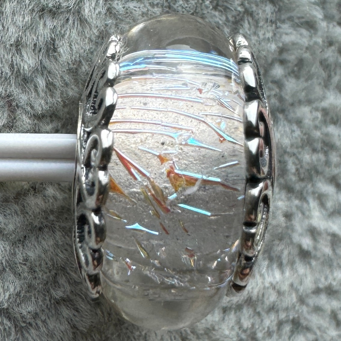 Charm De Cristal De Murano Blanco Corazones Pandora Vista Frontal