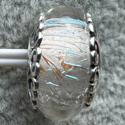 Charm De Cristal De Murano Blanco Corazones Pandora Vista Frontal