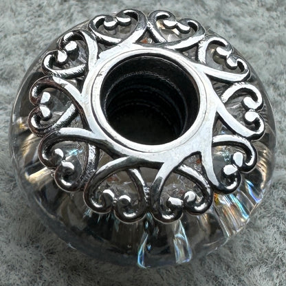 Charm De Cristal De Murano Blanco Corazones Pandora Vista Del Costado