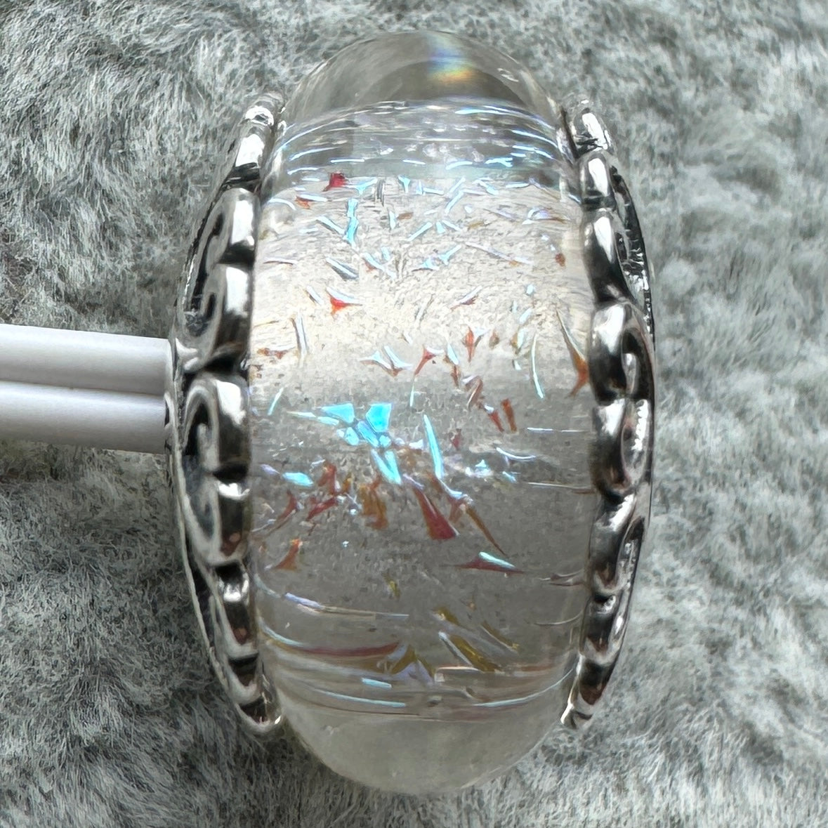 Charm De Cristal De Murano Blanco Corazones Pandora Vista Desde Atrás