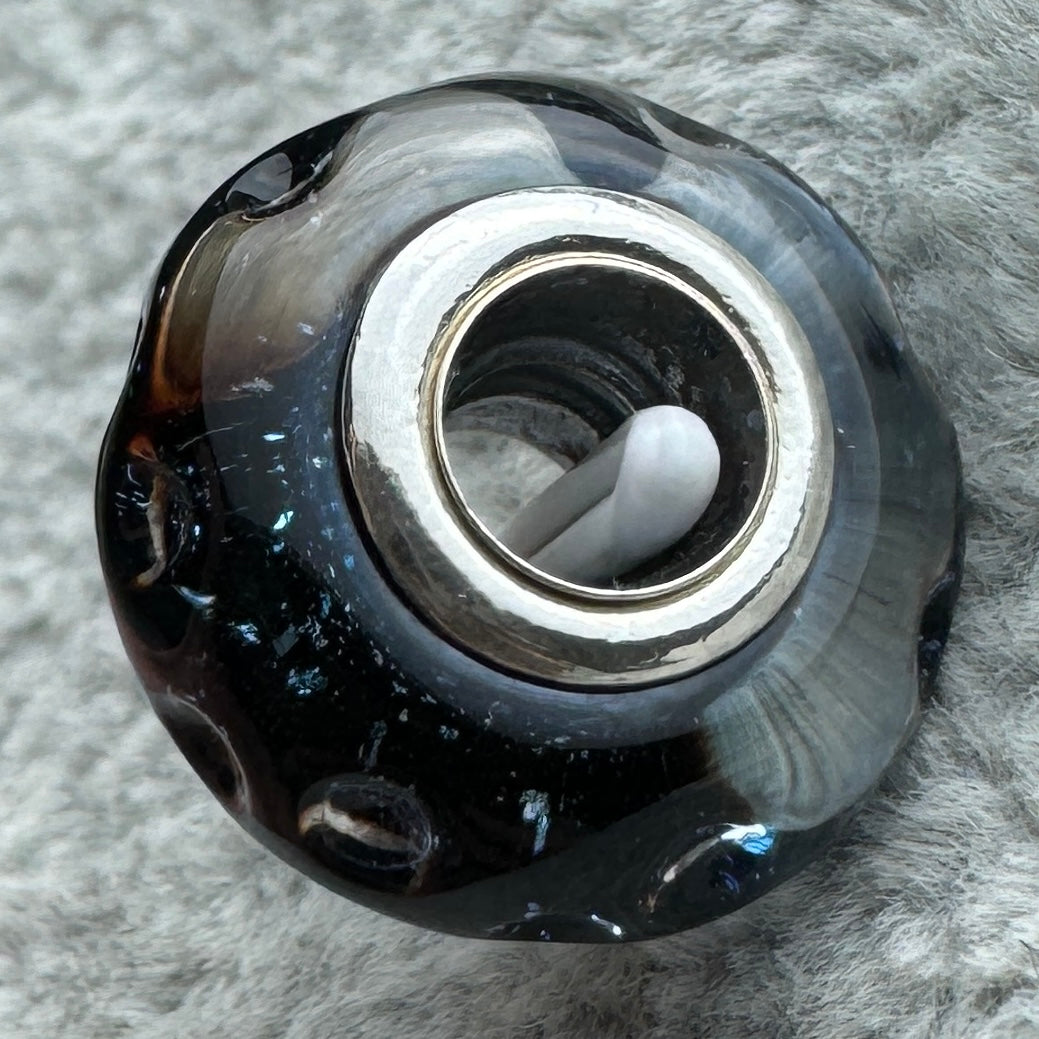 Charm De Cristal De Murano Océano Azul Pandora Vista Del Costado