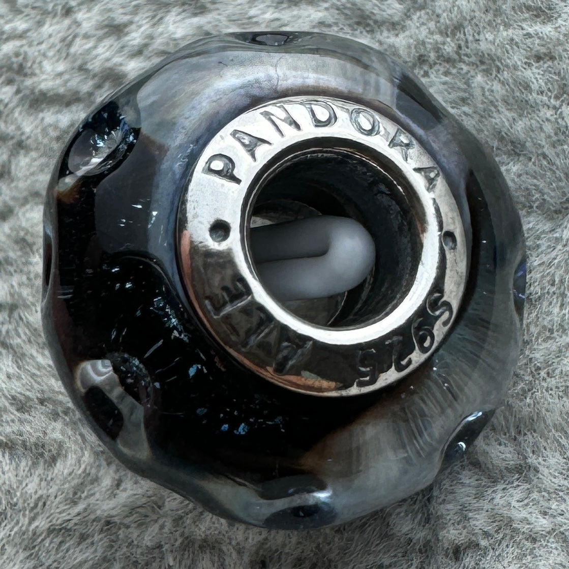 Charm De Cristal De Murano Océano Azul Pandora Vista Lateral