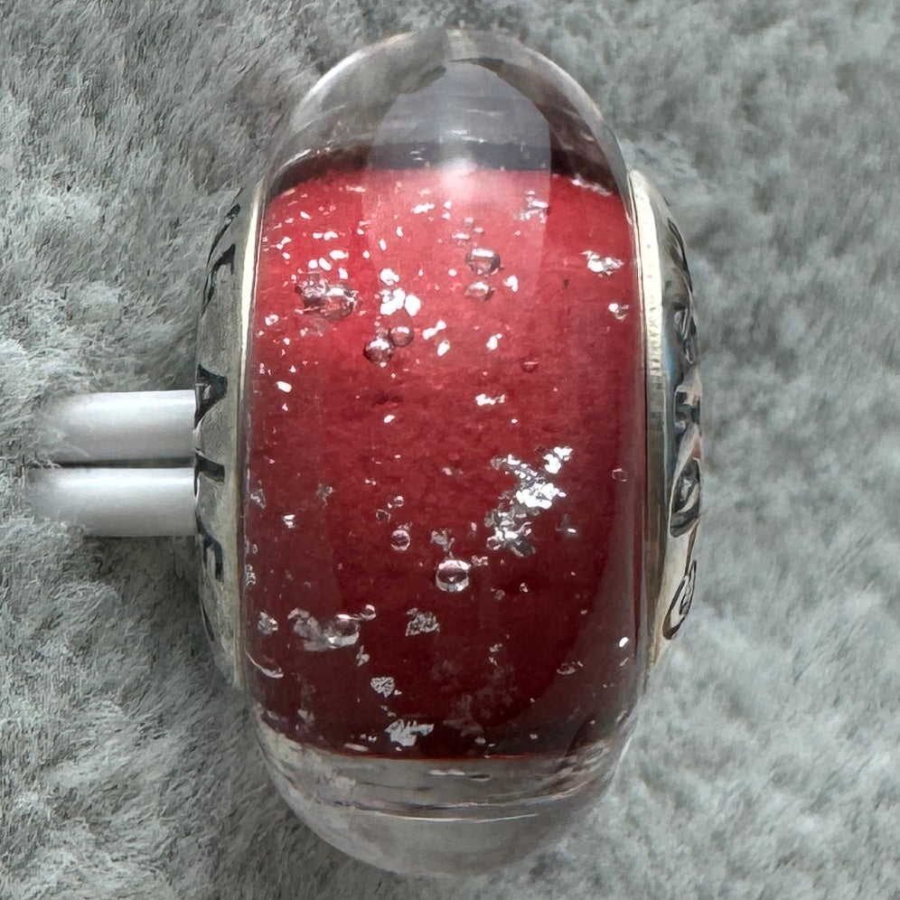 Charm De Cristal De Murano Rojo De Princesa Anna Frozen Disney Pandora Vista Desde Atrás