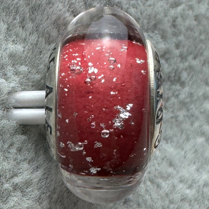 Charm De Cristal De Murano Rojo De Princesa Anna Frozen Disney Pandora Vista Desde Atrás