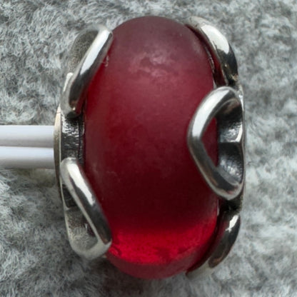 Charm De Cristal De Murano Rojo Helado Y Corazones Pandora Vista Frontal