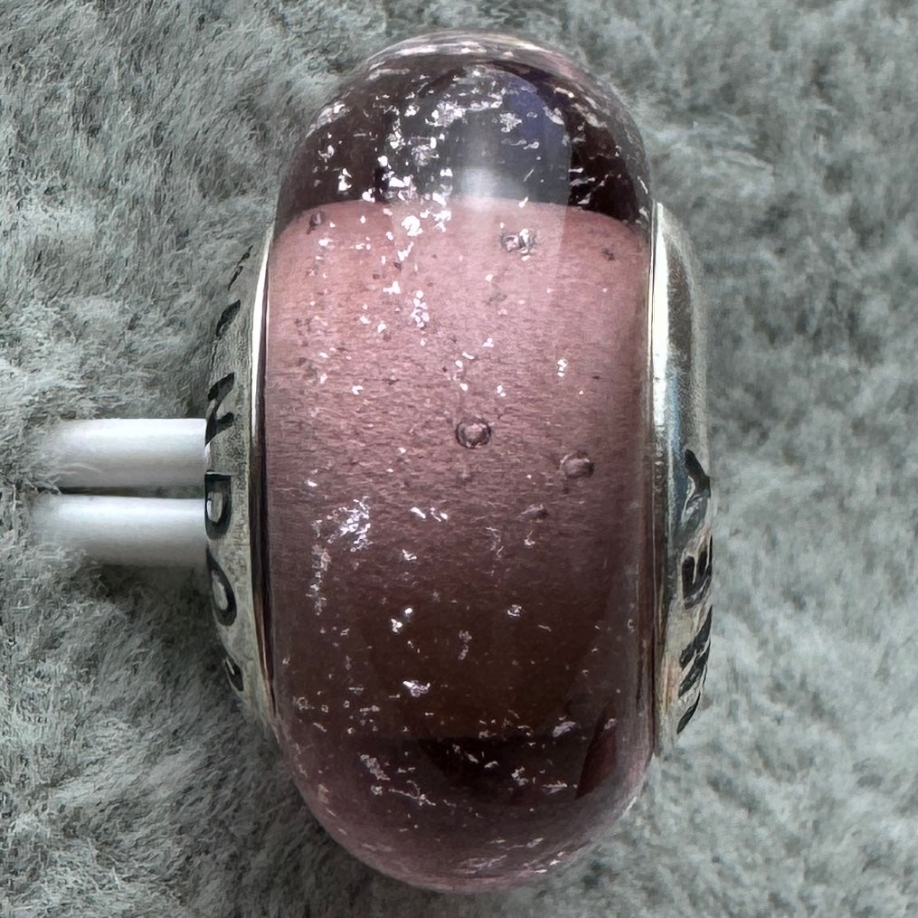 Charm De Cristal De Murano Rosa Claro Princesa Rapunzel Disney Pandora Vista Frontal