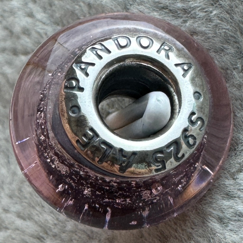 Charm De Cristal De Murano Rosa Claro Princesa Rapunzel Disney Pandora Vista Lateral