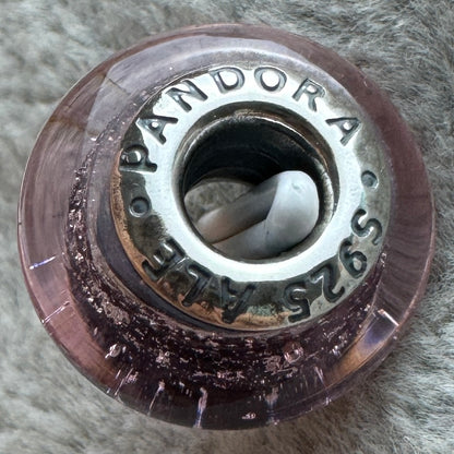 Charm De Cristal De Murano Rosa Claro Princesa Rapunzel Disney Pandora Vista Lateral