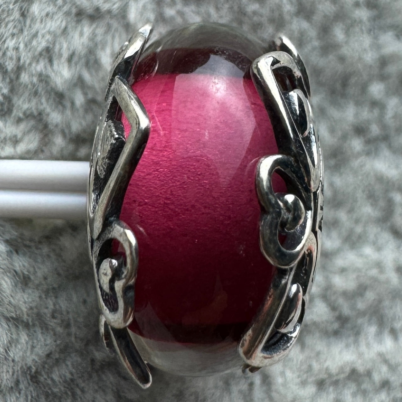 Charm De Cristal De Murano Rosa Con Corazones Pandora Vista Frontal