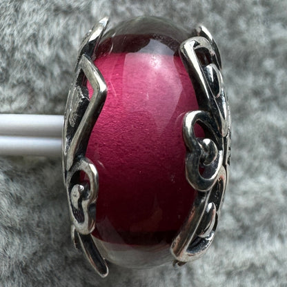 Charm De Cristal De Murano Rosa Con Corazones Pandora Vista Frontal