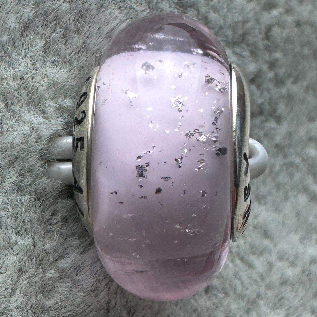 Charm De Cristal De Murano Rosa Princesa Aurora La Bella Durmiente Disney Pandora Vista Frontal