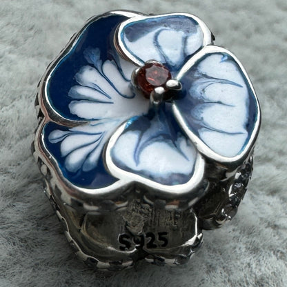Charm Flor Pensamiento Azul Pandora Vista Del Costado