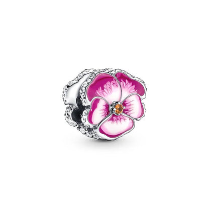 Charm Flor Pensamiento Rosa Pandora