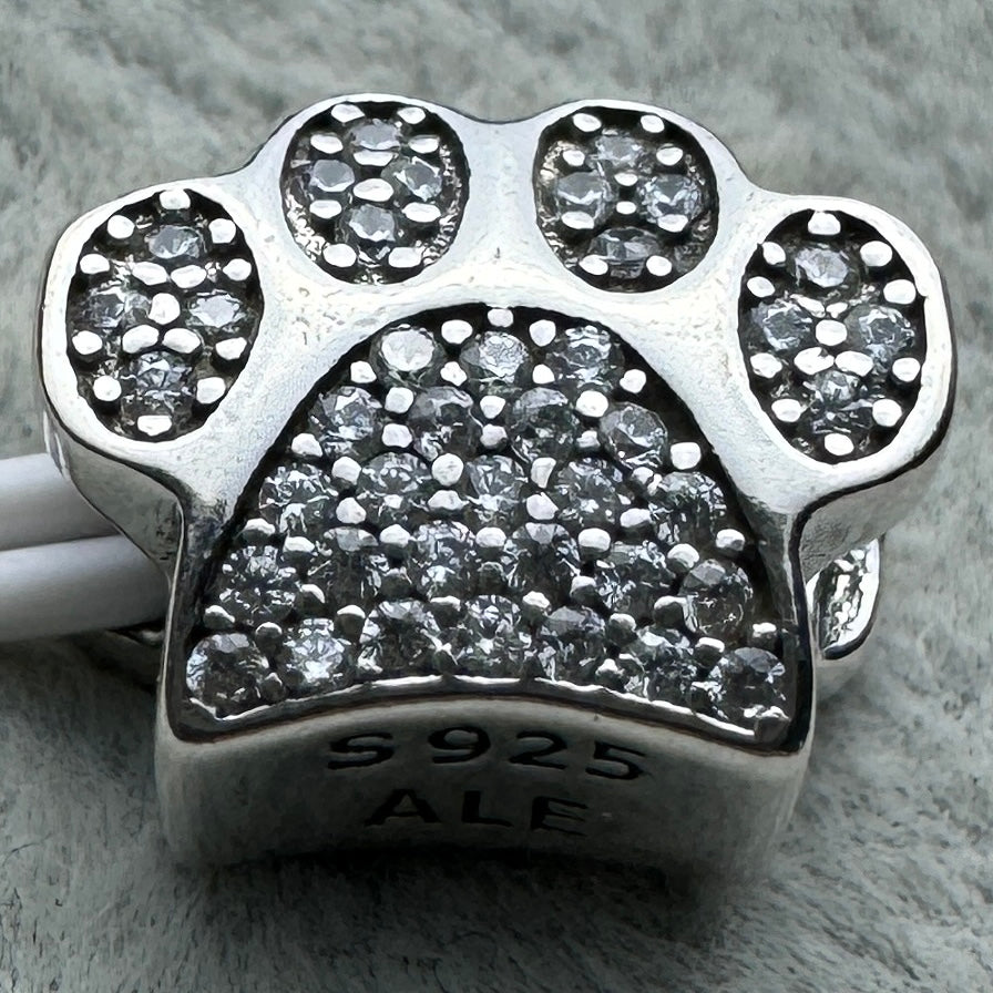 Charm Huella De Perro Brillante Pandora Vista Desde Atrás