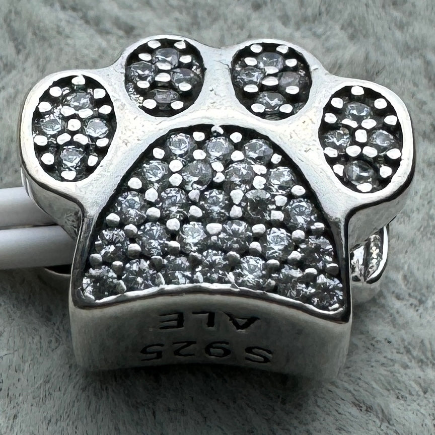 Charm Huella De Perro Brillante Pandora Vista Frontal