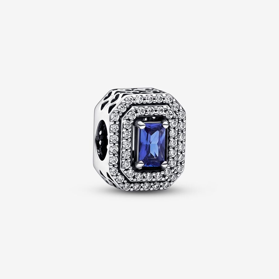 Charm Rectangular Nivelado Brillante Azul Pandora