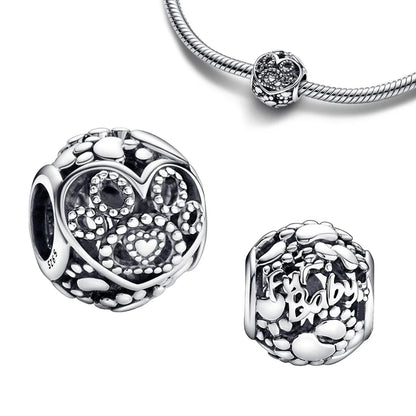 Charm Redondo Corazones y Huella Perro Pandora 4