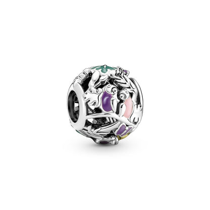 Charm Redondo Criaturas De La Selva Y Hojas (Pericos) Pandora