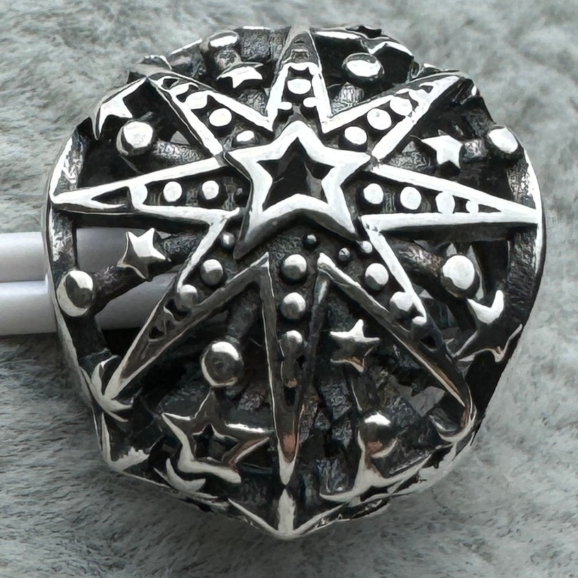 Charm Redondo Estrellas Celestiales Pandora Vista Desde Atrás