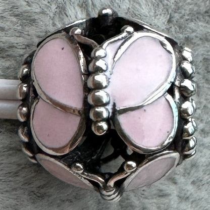 Charm Redondo Mariposas Rosas Pandora Vista Frontal