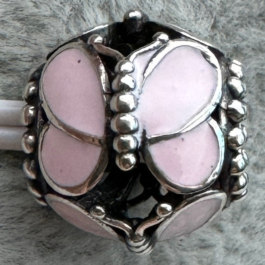 Charm Redondo Mariposas Rosas Pandora Vista Frontal
