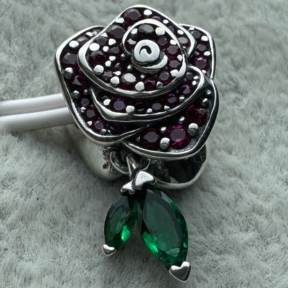 Charm Rosa Floreciendo Brillante Roja Pandora Vista Frontal