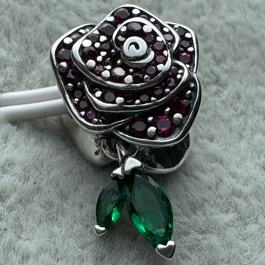 Charm Rosa Floreciendo Brillante Roja Pandora Vista Frontal