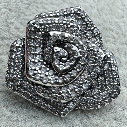 Charm Rosa Grande Brillante Floreciendo Pandora Vista Frontal