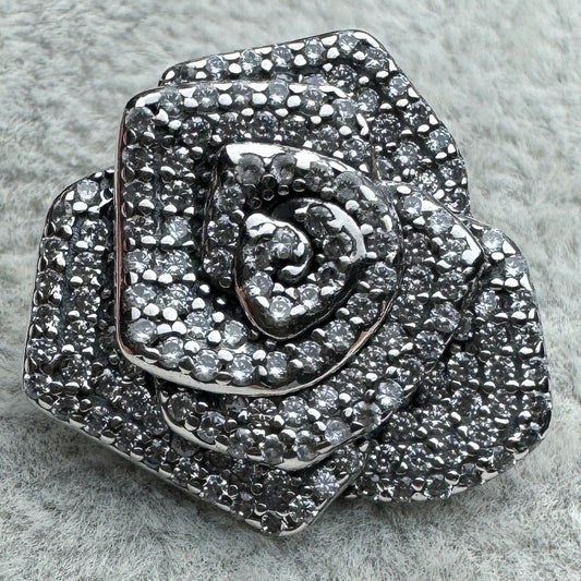 Charm Rosa Grande Brillante Floreciendo Pandora Vista Frontal