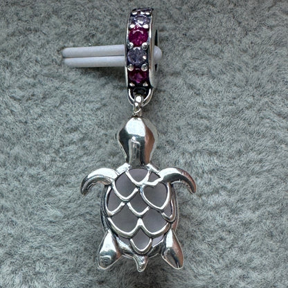 Charm Tortuga De Cristal De Murano Rosa Pandora 2